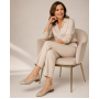 Pantofi dama bej perforati din piele naturala cu toc mic Avelisse CLP03BEJ